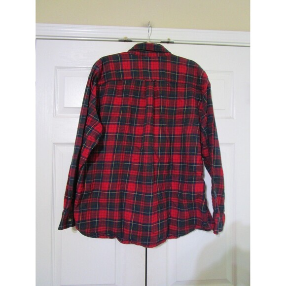 Chaps Mens Flannel Button Up Shirt Size 2XL Red Black Plaid Long Sleeve - Picture 2 of 12